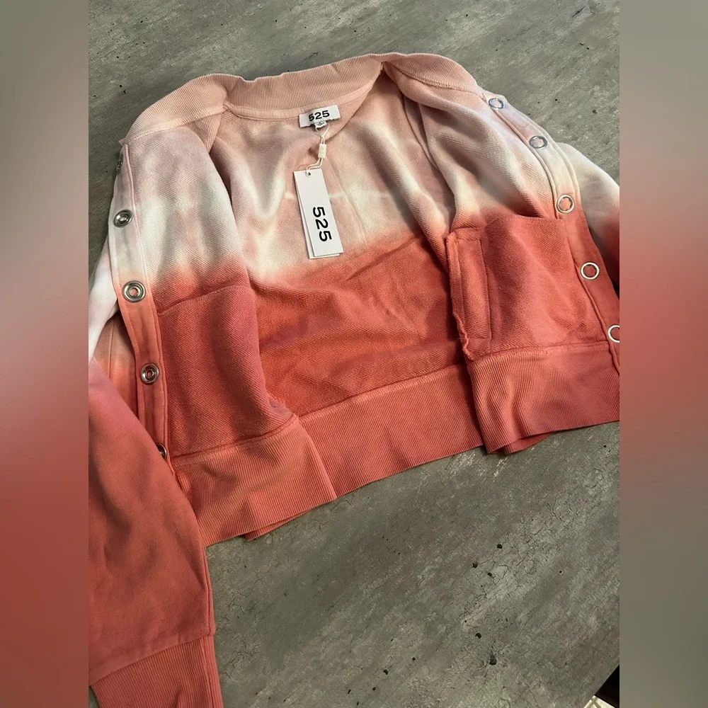 525 America Pink and White Ombre Tie Dye Cardigan NWT